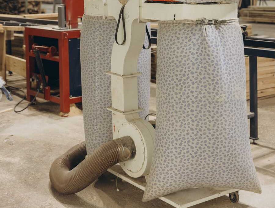 A dust collector with filter bags.