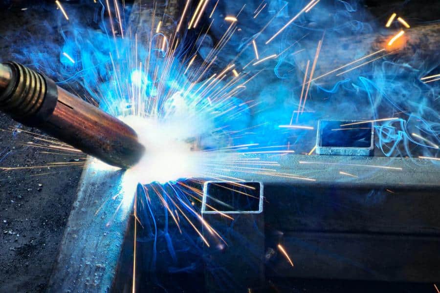 A close up of MIG welding.